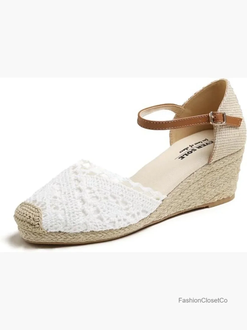 Close Toe Espadrilles Mid Heel Wedge Spring Summer Tropical Dress Shoes